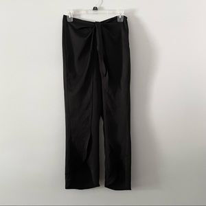 Tie front black satin pants